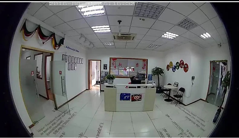 Fisheye network camera 1.3MP 1.7mm lens indoor surveillance plastic housing black colour