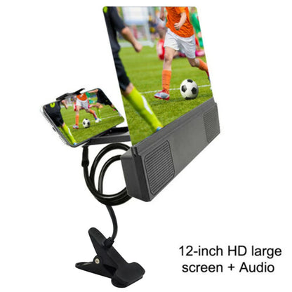 12-inch mobile phone screen amplifier with audio support, adjustable gooseneck stand