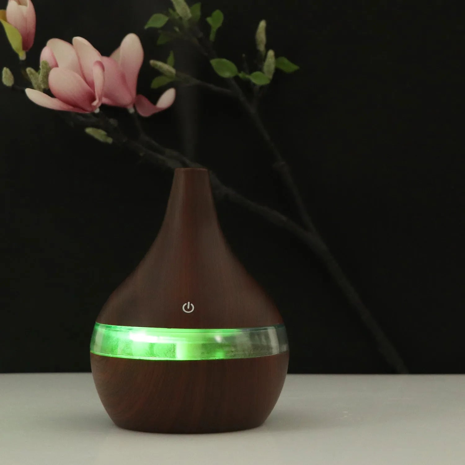 USB mini air purifier humidifier with wood grain finish and remote control