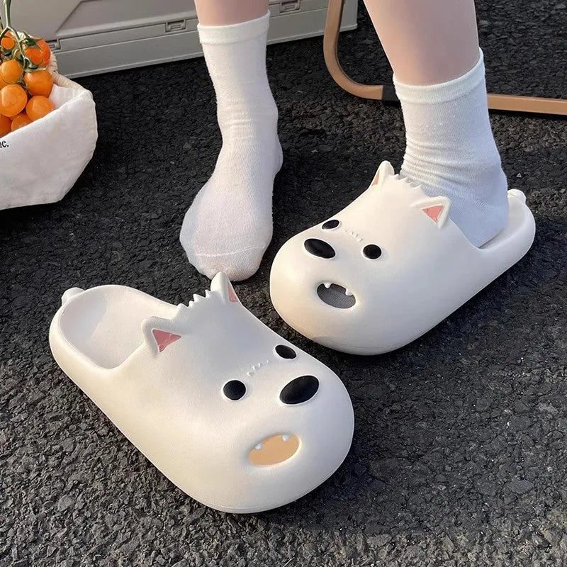 White women's EVA toe cap slipper sandals on a plain background.