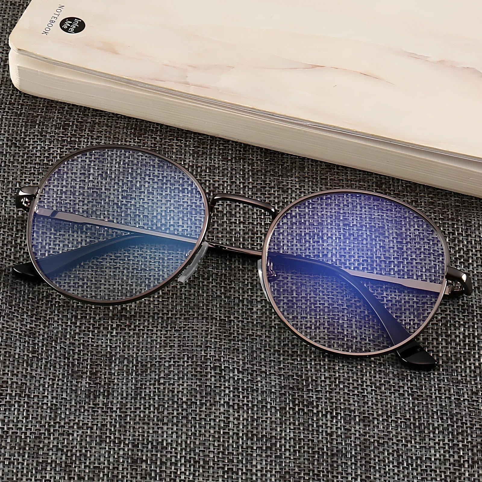 Anti-blue light computer glasses in black frame blocking 40% blue rays, with brown gold silver options for eye protection