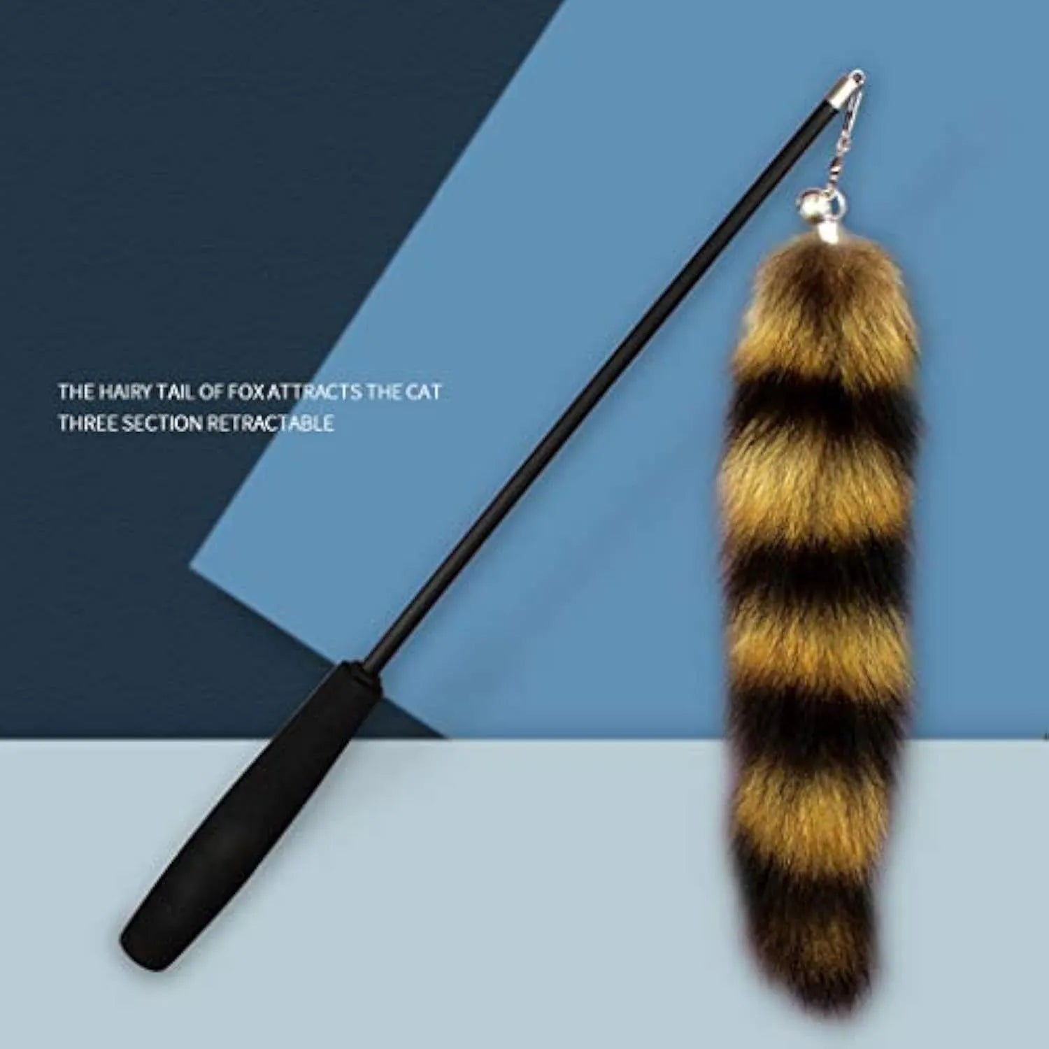 Black cat toy wand teaser with long elastic string for interactive play with cats