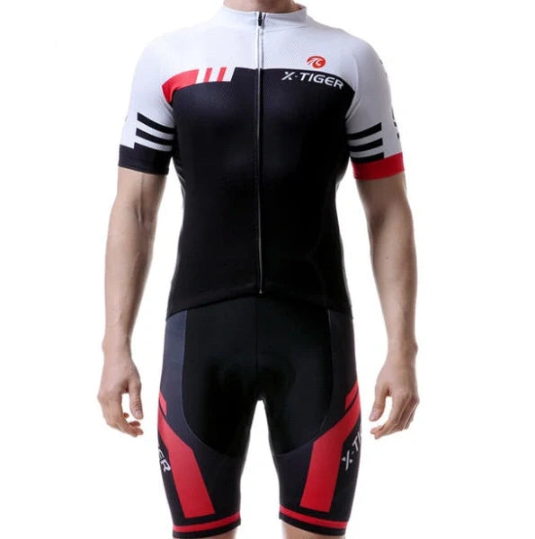 Cycling jersey in red, green, or blue with moisture-wicking fabric