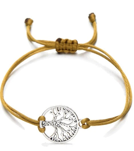 Hand-woven red rope Tree of Life bracelet with adjustable sizing