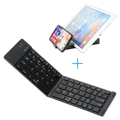 Compact foldable Bluetooth keyboard in black and white options