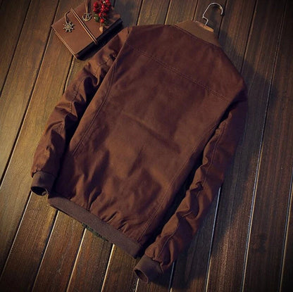 Men's Korean-style single-breasted casual jacket in cotton, available in green and blue