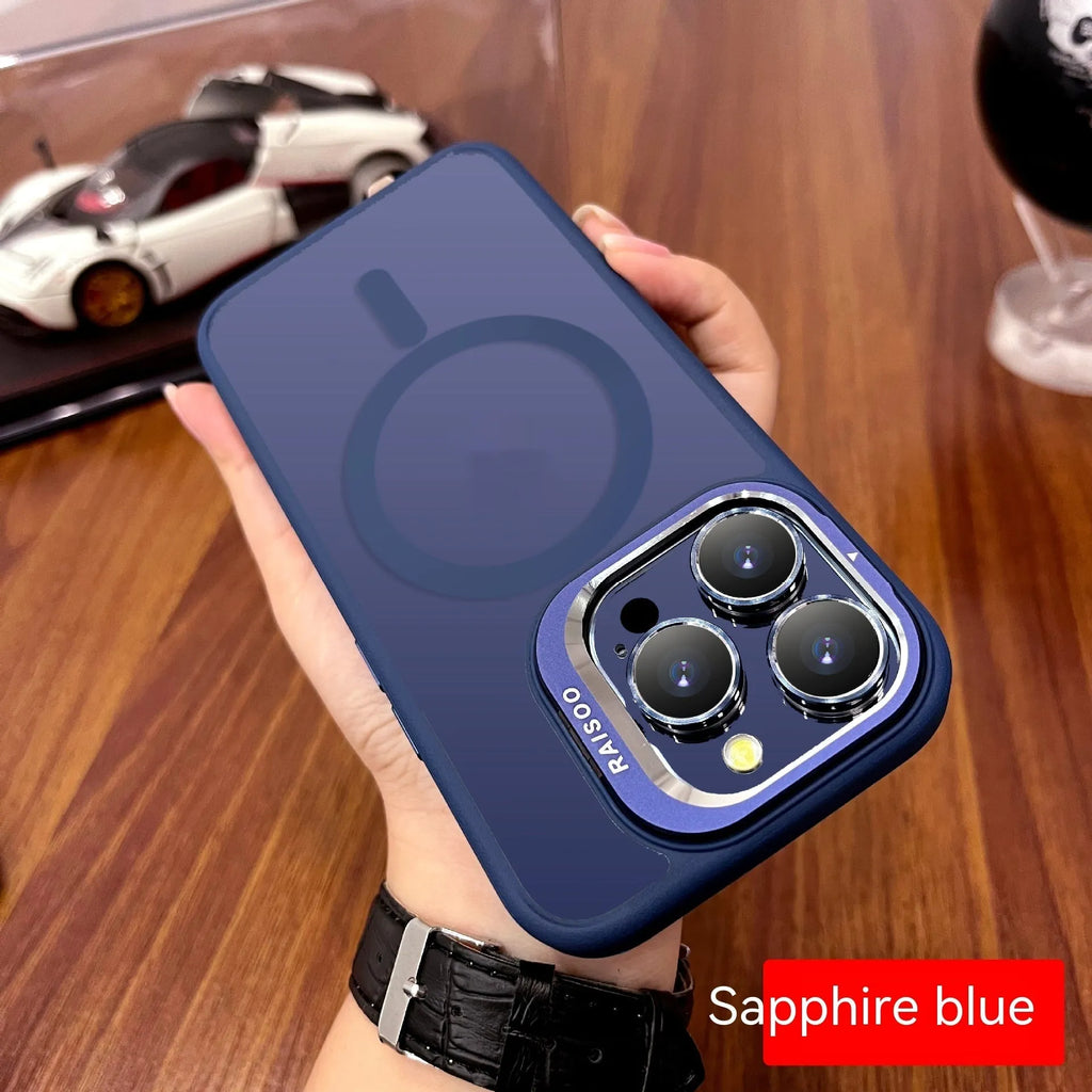 Frosted TPU magnetic phone case with built-in kickstand for iPhone 15 and 14 series