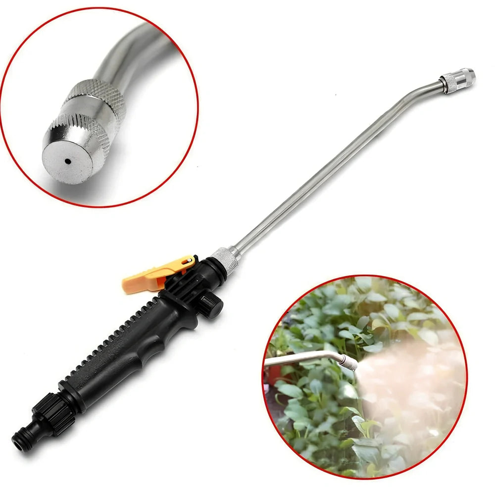 Adjustable copper high-pressure car wash water gun, 46.5cm black model with 5cm grip and nozzle