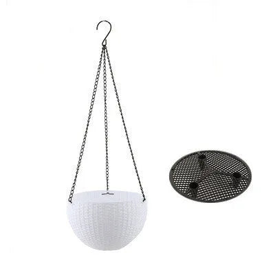Injection moulded 210mm plastic hanging basket with 450mm chain in one of seven colour options.