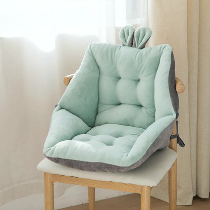 Plush chair cushion with integrated backrest in various colours and sizes