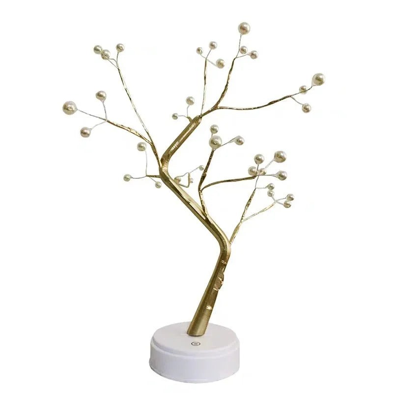 LED copper wire bedroom light with warm glow, silver tree body, and copper wire detail