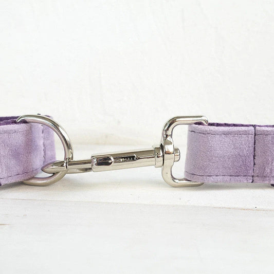 MUTTCO light purple thick velvet pet traction set with collar, leash, and belt