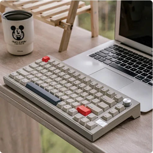 Chidu V75 aluminum mechanical keyboard with frosted gray shaft and RGB backlighting, 81-key black layout