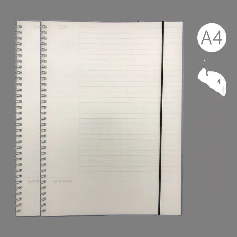 A4 hard surface accounting notebook with PP cover showing grid, line, and lattice ruling options