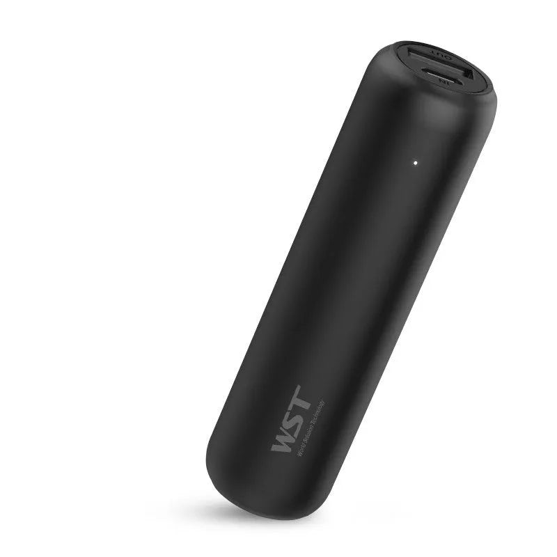 Mini portable pocket power bank 3350mAh cylindrical aluminium shell plastic casing White