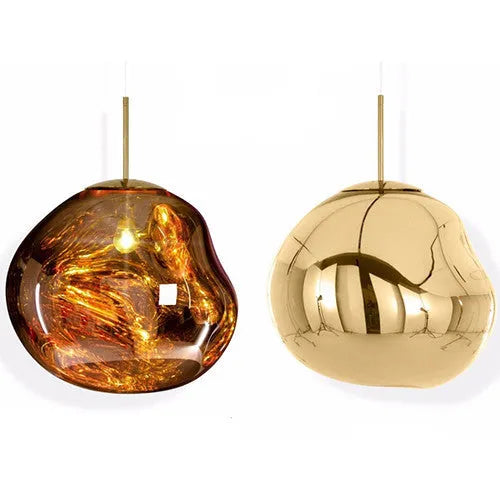 Nordic irregular glass chandelier with E27 LED light source in gold, silver, or wine red colour