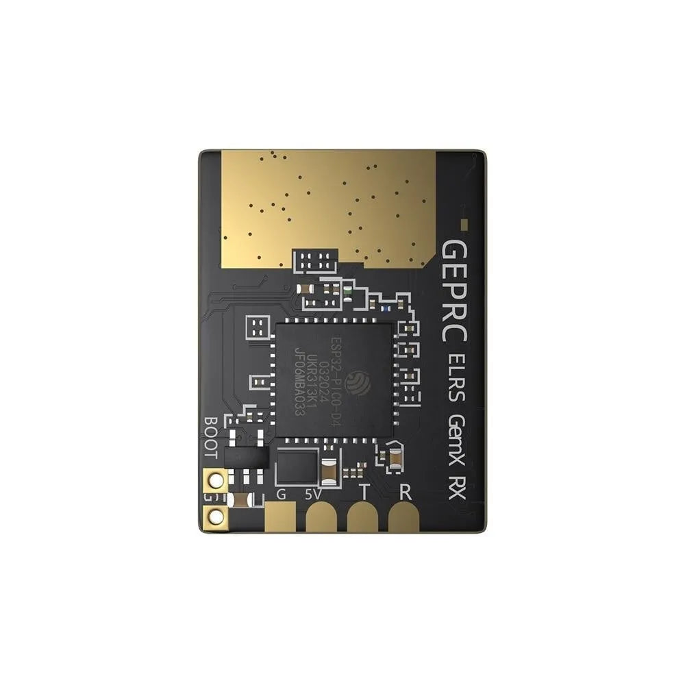 ELRS 915MHz and 2.4GHz dual-frequency FPV receiver unit with two T-shaped antennas and silicone connecting wire.