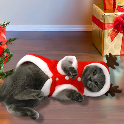 Red flannel Santa Christmas costume for small dogs, XS size with 28 cm chest and 20 cm back measurements