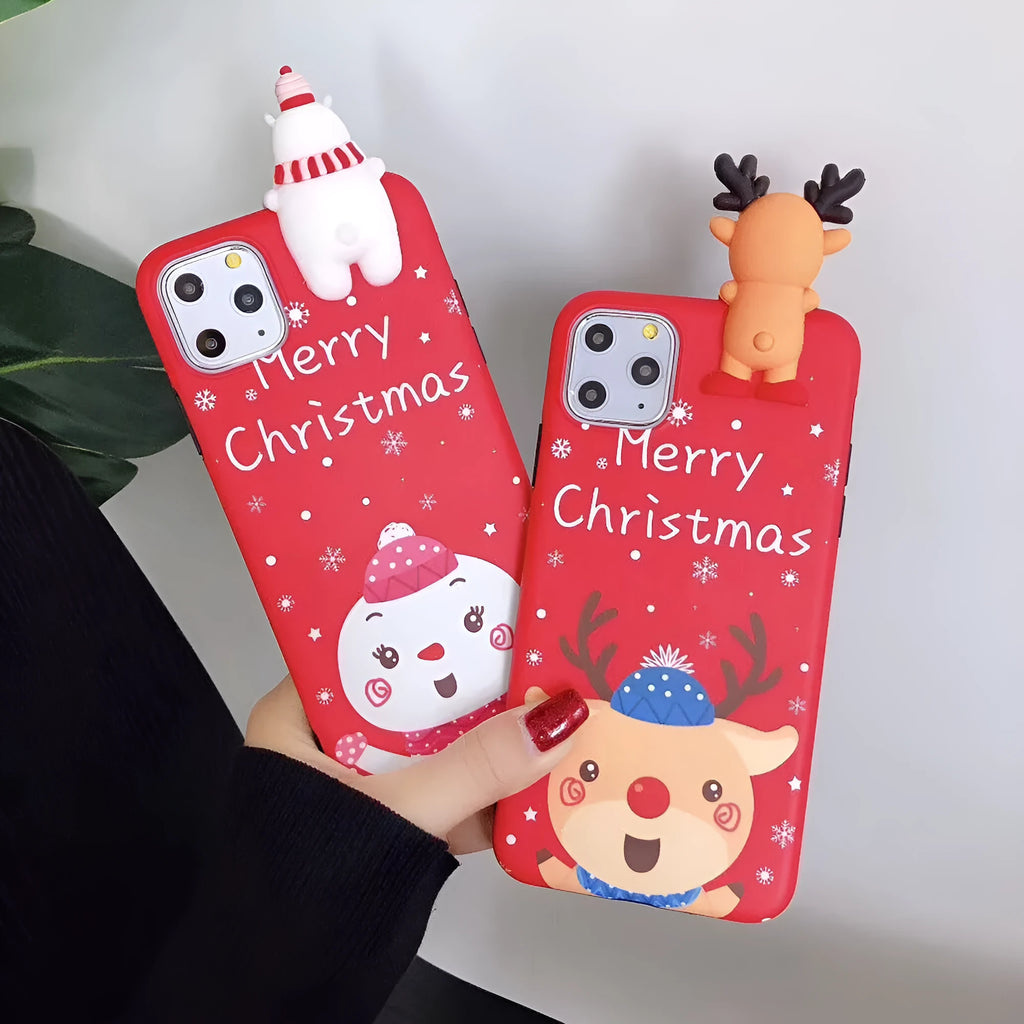 Christmas silicone phone case for iPhone with festive design and back cover protection