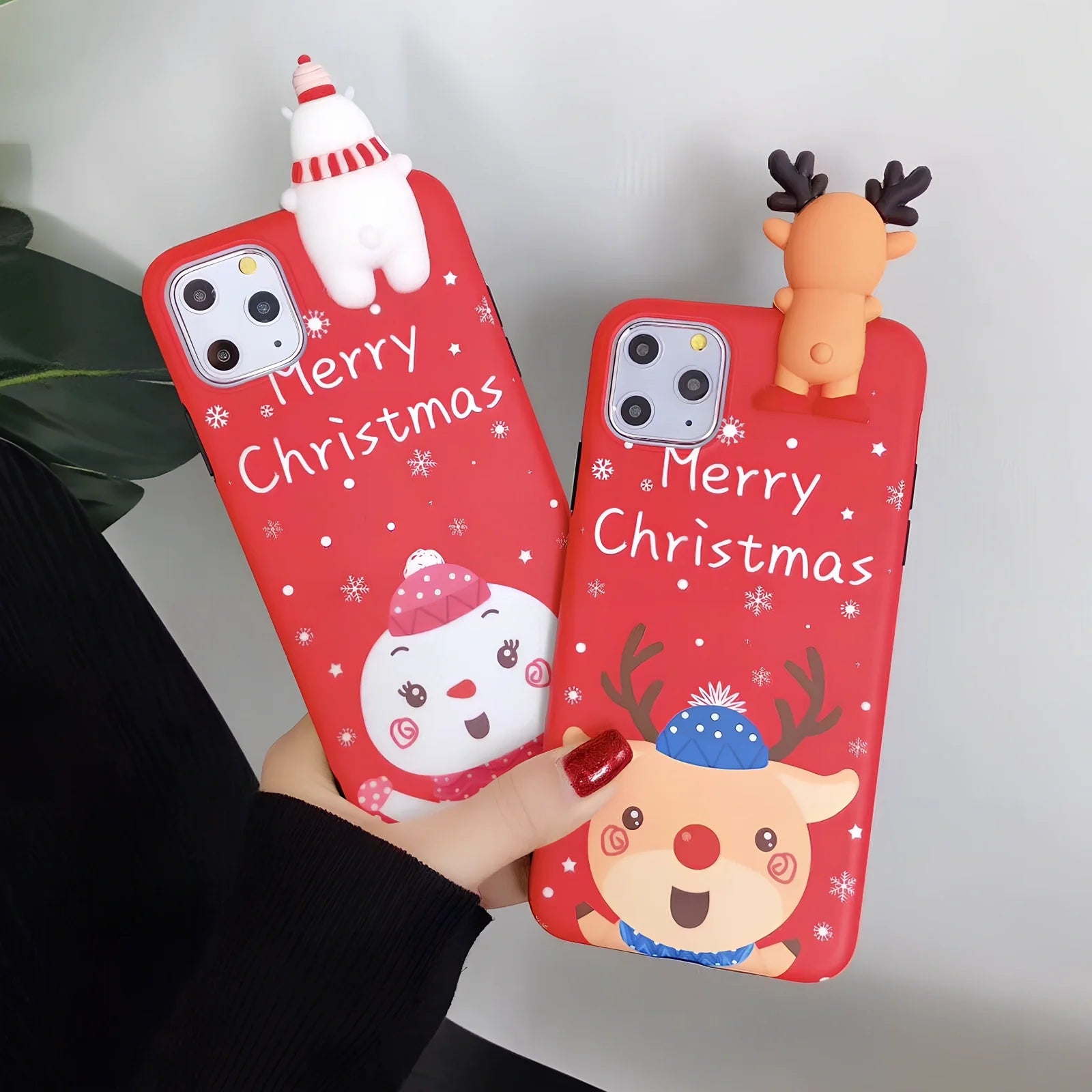Christmas-themed silicone phone case with festive designs and 2mm protective thickness