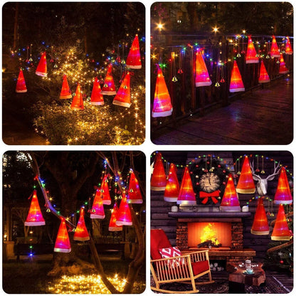 Christmas Decoration Hat Set with LED Lights and Bells for festive holiday decor