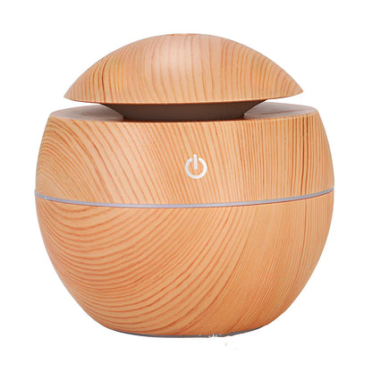 Wood grain USB desktop aroma diffuser with coloured lights and 130ml water tank for office use