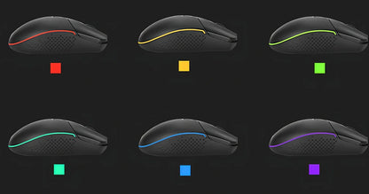 Black wired gaming mouse with 5000 DPI, 9 buttons, 1.8m USB cable, ergonomic for desktop use