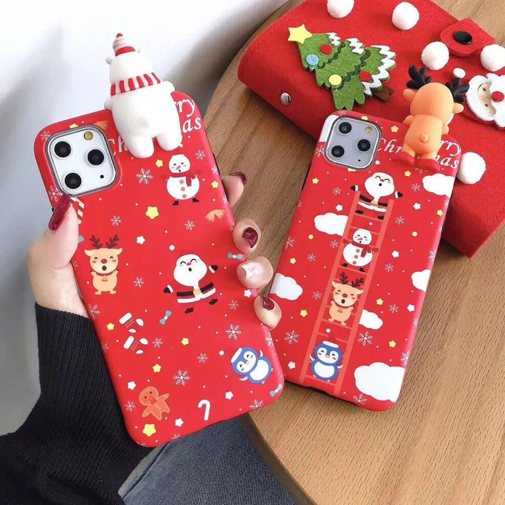 Christmas silicone phone case for iPhone with festive design and back cover protection