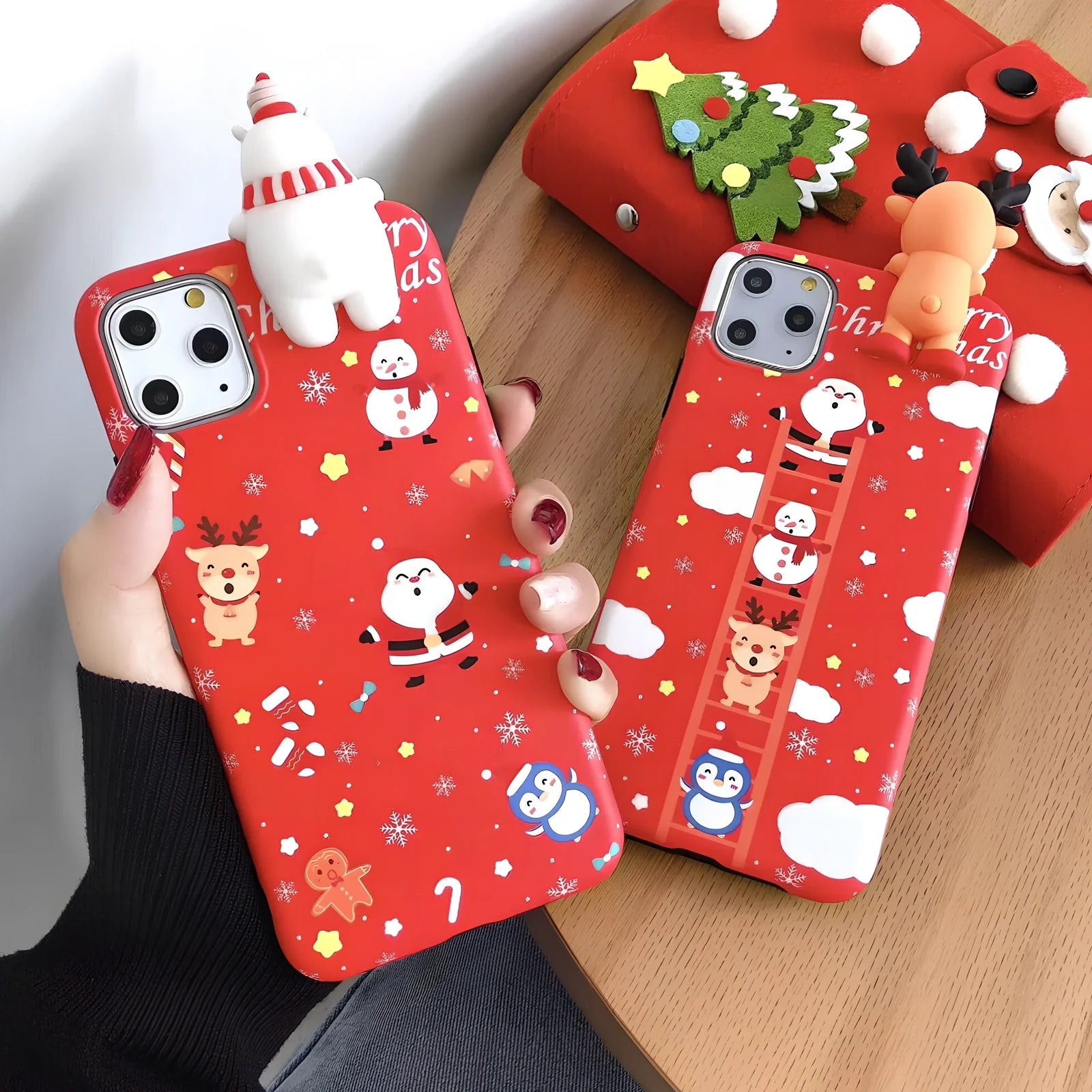 Christmas-themed silicone phone case with festive designs and 2mm protective thickness