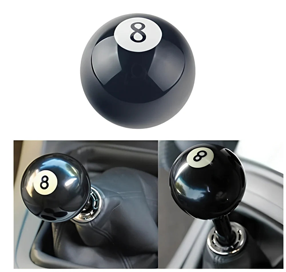 Black acrylic 8 ball gear shift knob, 2.68 inch diameter, 6.3oz for Honda Toyota Nissan