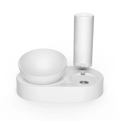 Double bowl automatic pet drinking and feeding bowl with water dispenser