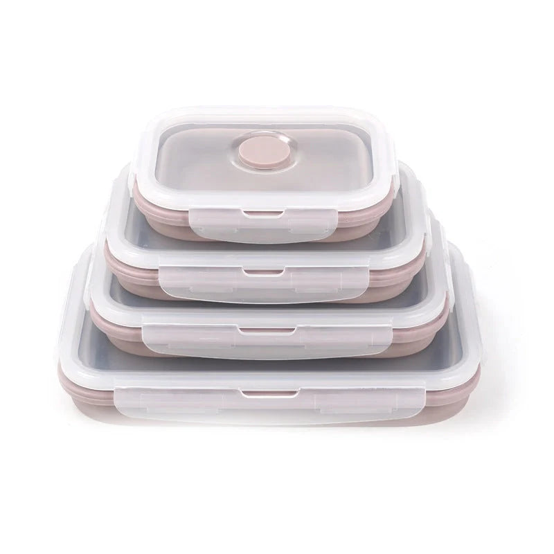 Round silicone lunch box in various colours, microwave-safe and leak-proof