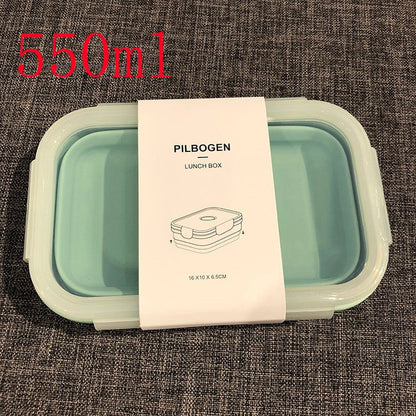 Round silicone lunch box in various colours, microwave-safe and leak-proof
