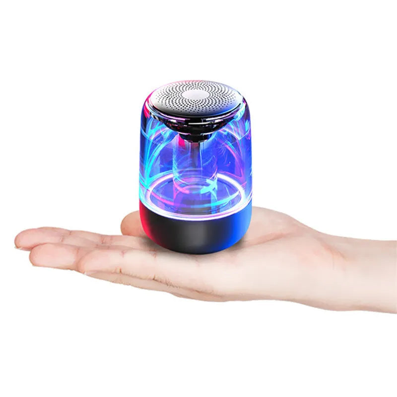 C7 portable Bluetooth speaker with powerful bass and variable color LED light in black