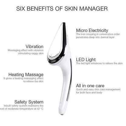 Skin small iron beauty device measuring 215x72x61mm with six core skincare functions