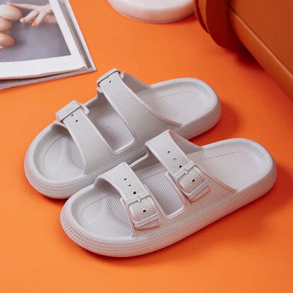 Stylish platform sandals in various colors, featuring a trendy buckle design and cushioned soles for comfort