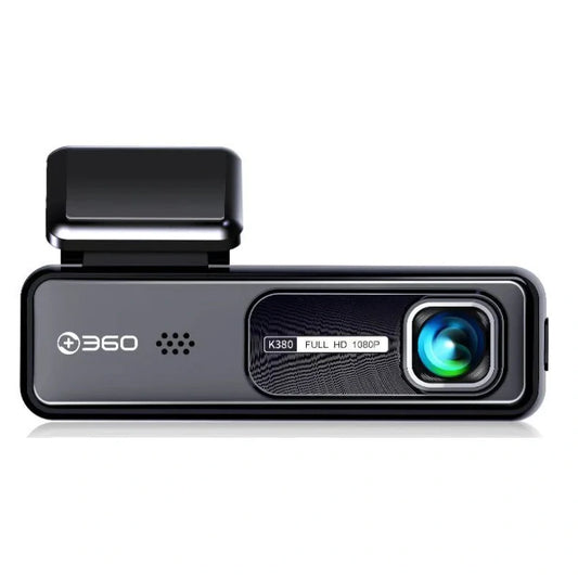 360 dash cam K380 with wide-angle lens mounted on car windscreen showing 130-degree coverage diagram