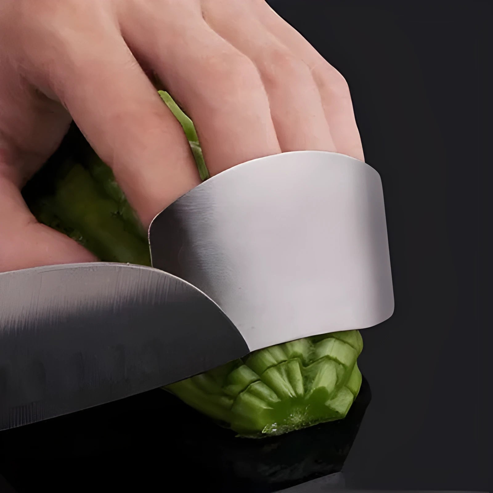 Stainless steel finger guard for vegetable cutting hand protection