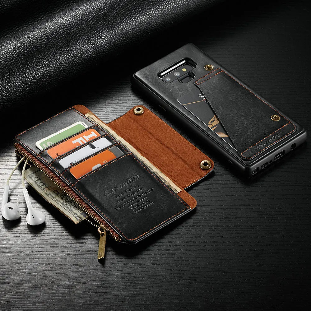 Black PU leather flip phone case for SAMSUNG Note9 shown open