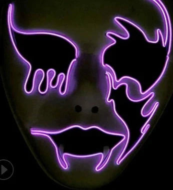 Halloween Skeleton Mask with customizable EL-Wire glow in multiple colors