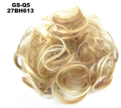 Synthetic wavy curly messy hair bun for women, 12cm diameter, high-temperature wire