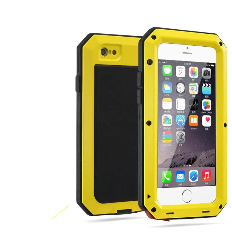 Aluminium alloy anti-drop phone case in black, compatible with iPhone and Samsung Galaxy models