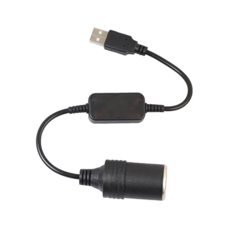 Electronic dog car cigarette lighter with USB retractable line 30cm copper wire black