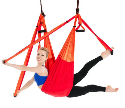 Anti-Gravity Yoga Hammock made of durable nylon fabric, available in a range of vibrant Kiwi-friendly colours