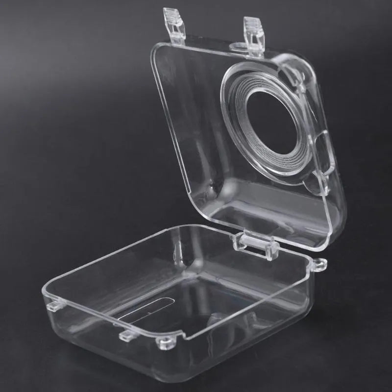 Crystal transparent PC protective case fitted on an Eric Bear A6 thermal printer, showing snap-on design