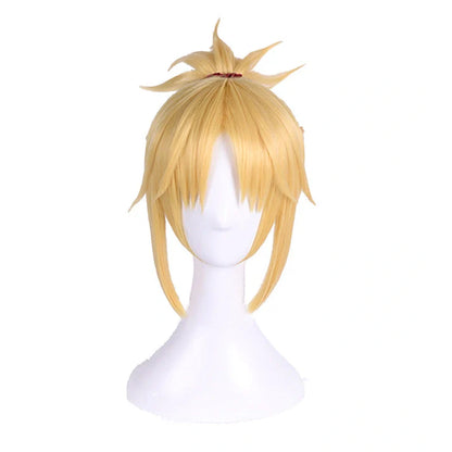 SUNCOS FGO Mordred yellow cosplay wig with 40cm long mechanically treated high-temperature wire hair