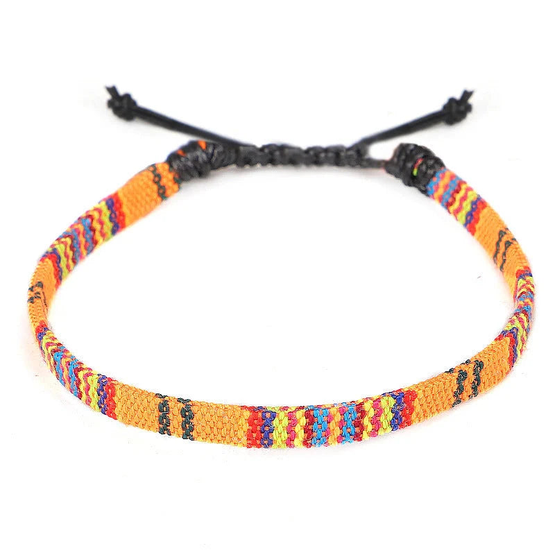 Hand woven rainbow colour bohemian style anklet for men and women