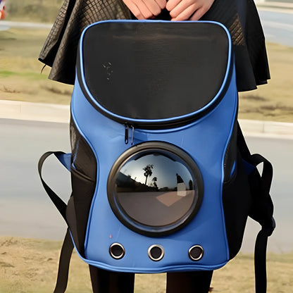 Blue Cat&Dog Astronaut Capsule Backpack, 35x36x27cm pet carrier with transparent window for secure travel