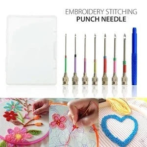 Electroplated alloy poke needle embroidery set for precise crafting