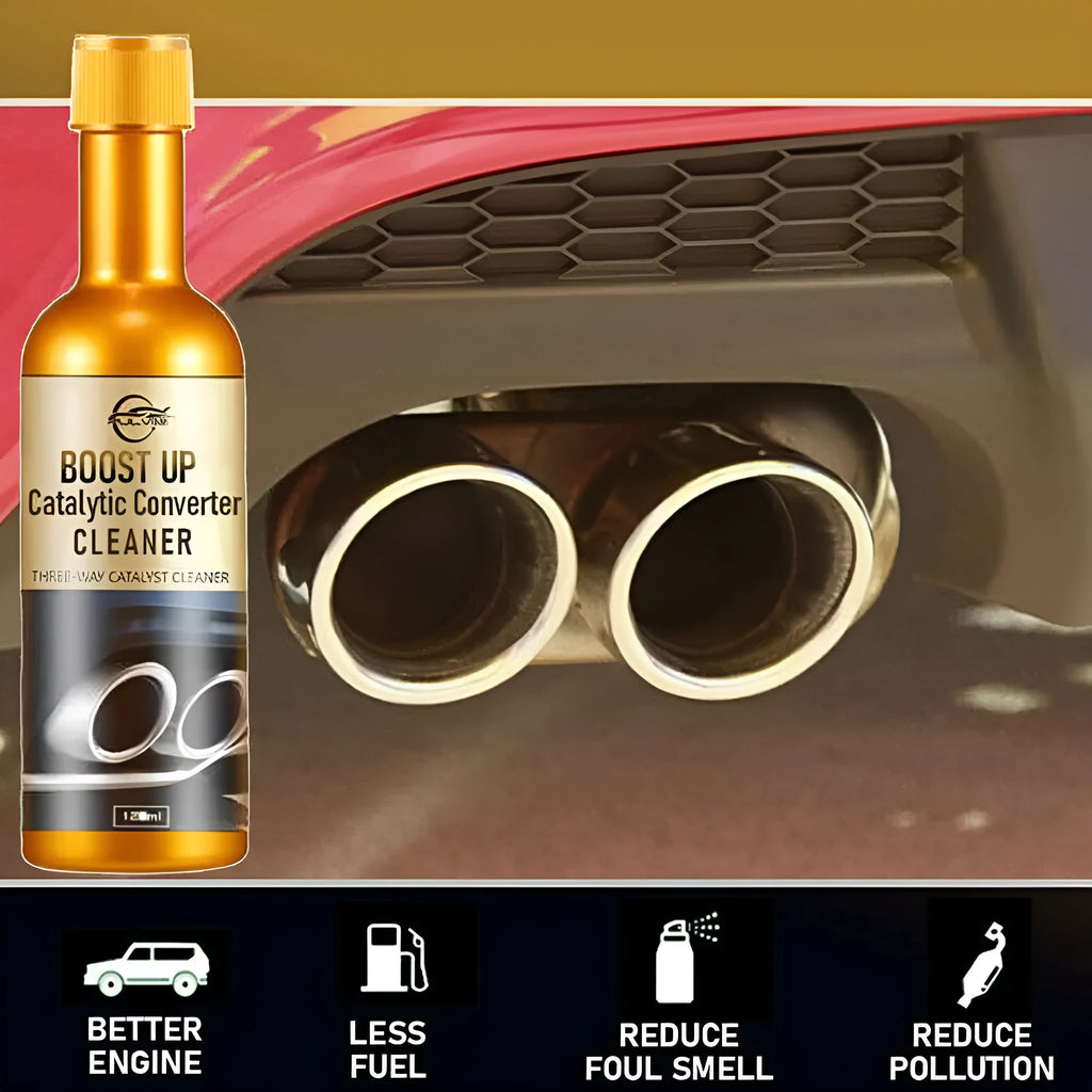 120ml catalytic converter cleaning agent in a bottle, 15cm height, 4cm diameter